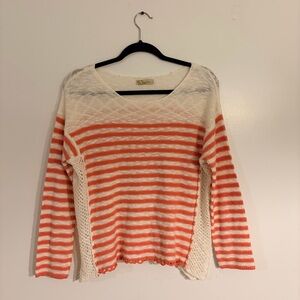 PRICE DROP Urban Day Coral and White Striped Long Sleeve Top